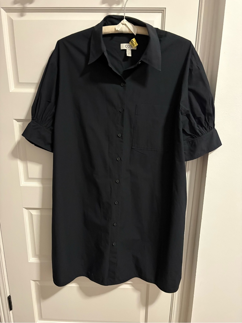 COS Black Short-Sleeve Button-Down Shirt Dress